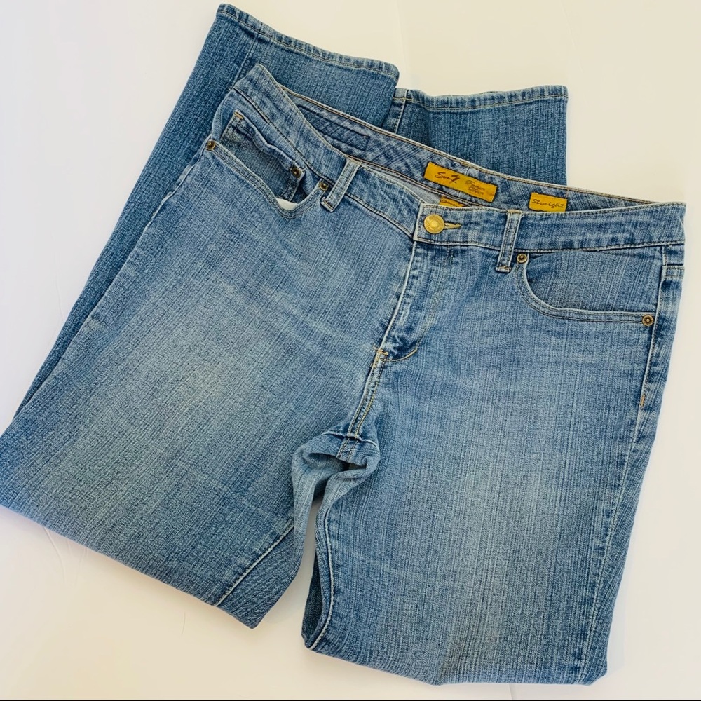 Seven7 Women's Blue Straight Leg Jeans